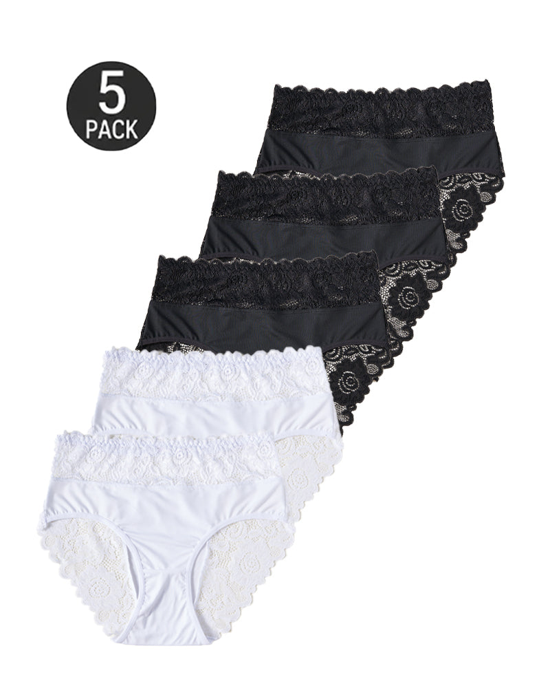 5-Pack Floral Lace High Elasticity Breathable Briefs