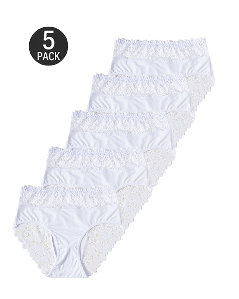 5-Pack Floral Lace High Elasticity Breathable Briefs