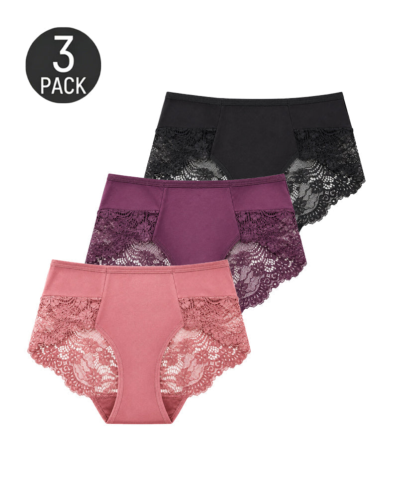 Multiple-Pack Cotton Lace Patchwork Briefs