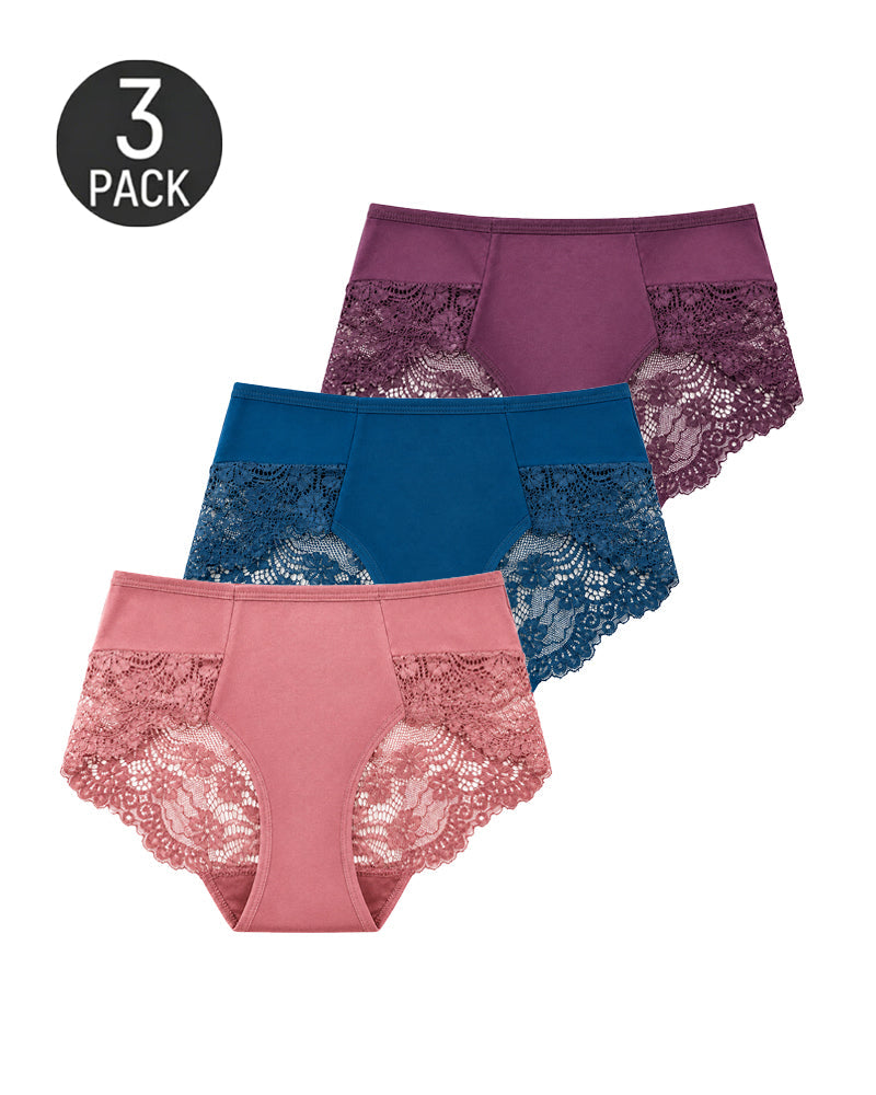 Multiple-Pack Cotton Lace Patchwork Briefs