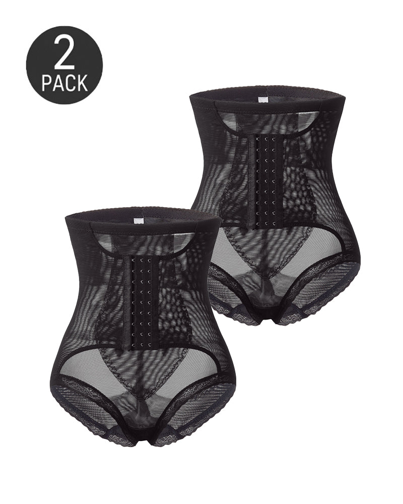 High Waist Hook-eye Tummy Control Mesh Seamless Shaping Panties