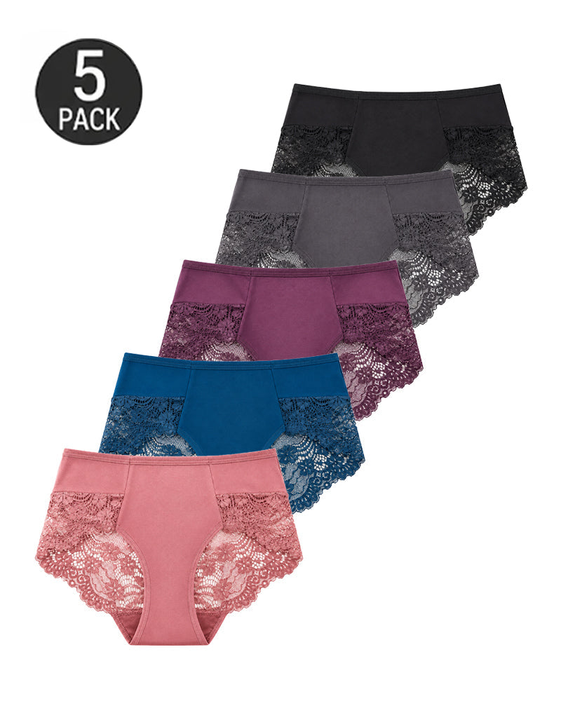 Multiple-Pack Cotton Lace Patchwork Briefs