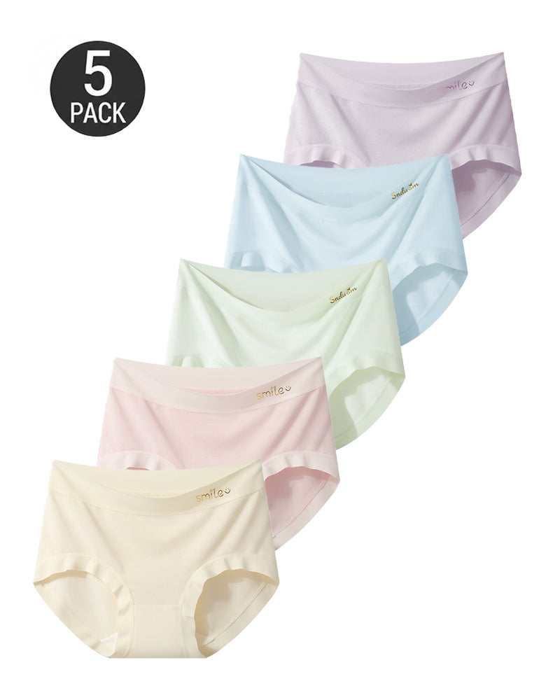 5-Pack Mid Waist Seamless Modal Silk Antibacterial Crotch Briefs
