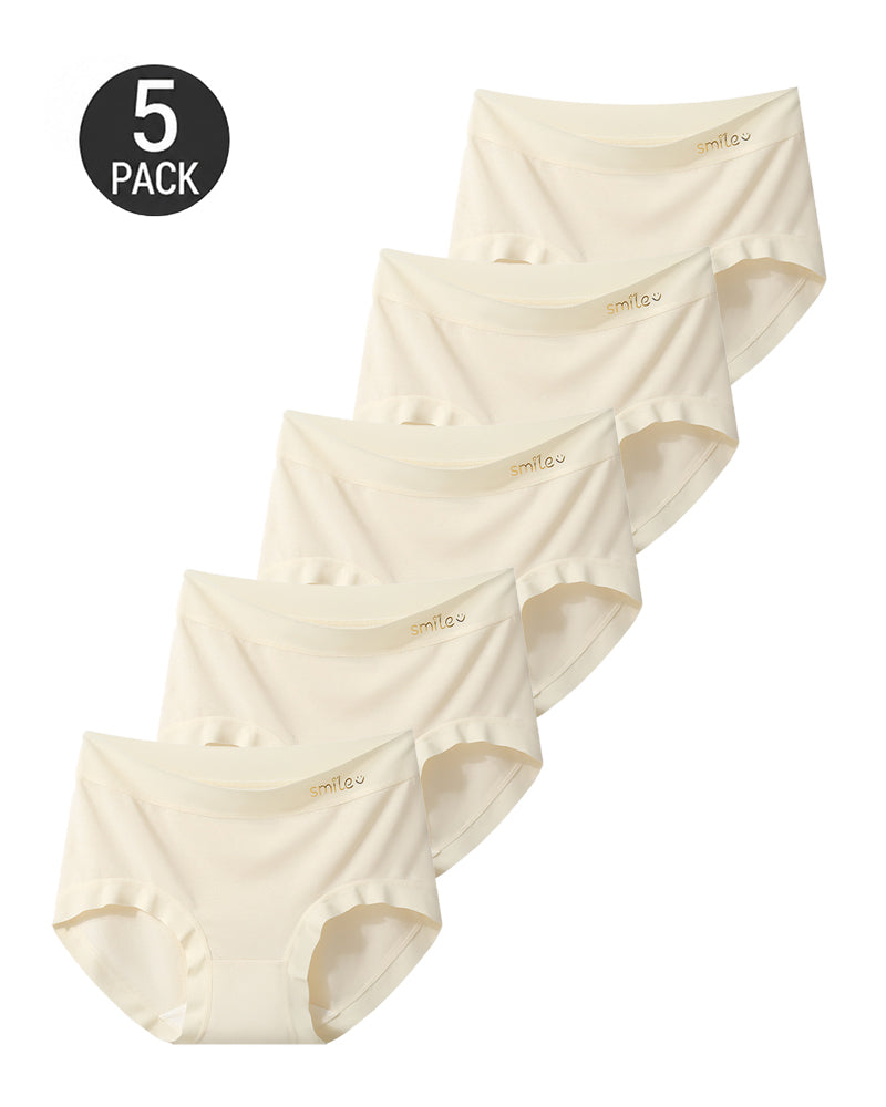 5-Pack Mid Waist Seamless Modal Silk Antibacterial Crotch Briefs