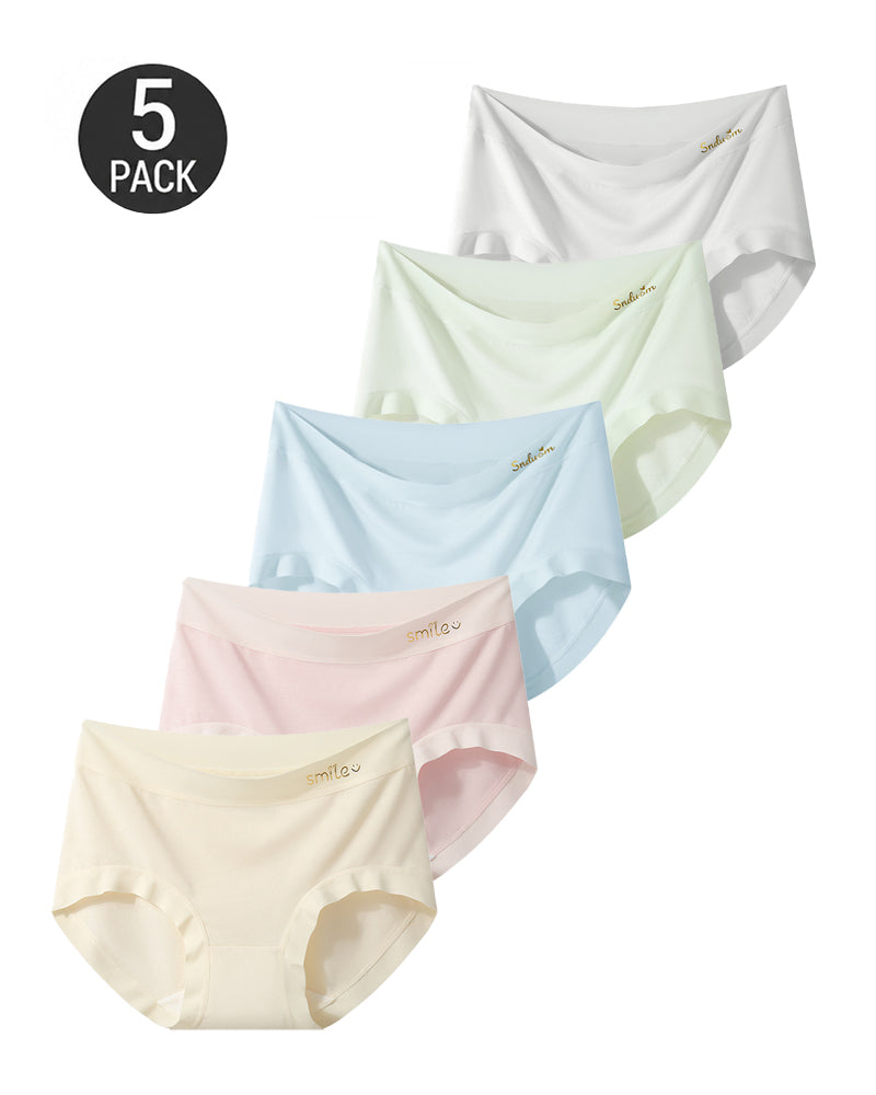 5-Pack Mid Waist Seamless Modal Silk Antibacterial Crotch Briefs