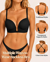 Women's Deep V-Neck Seamless Low Back Bra