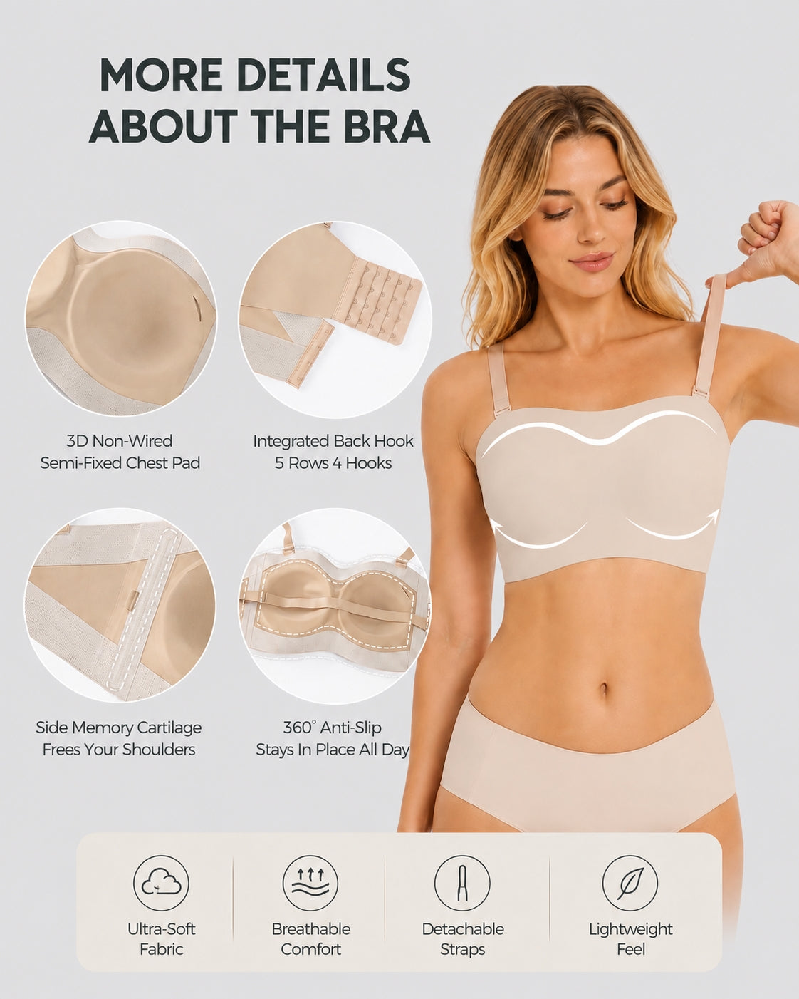 Women's Seamless Strapless Anti-slip Wire-free Jelly Bra