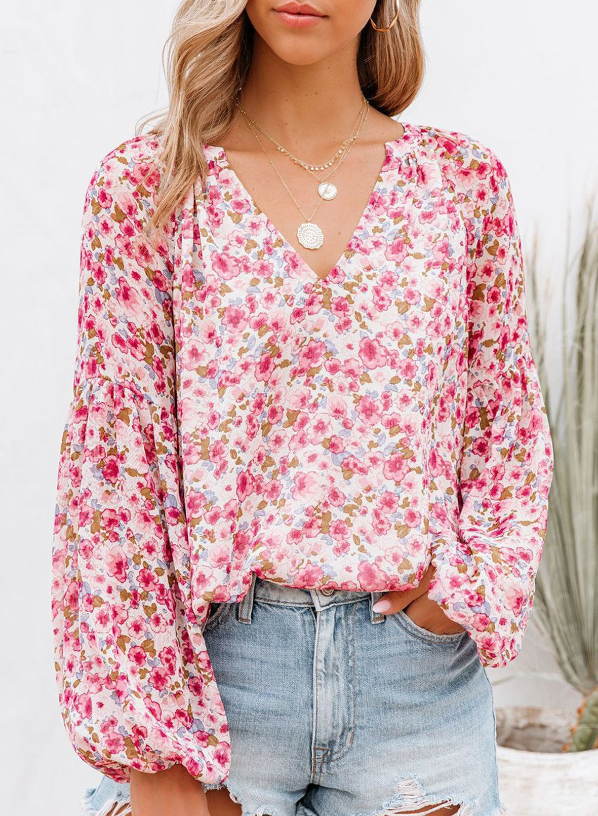 On My Heart Print Long Sleeve Top