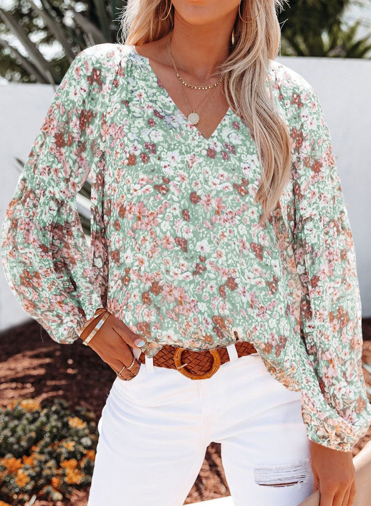 On My Heart Print Long Sleeve Top