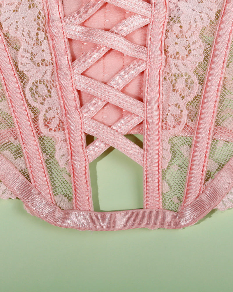 Lace See-Through Heart-Shaped Buckle Lingerie Set