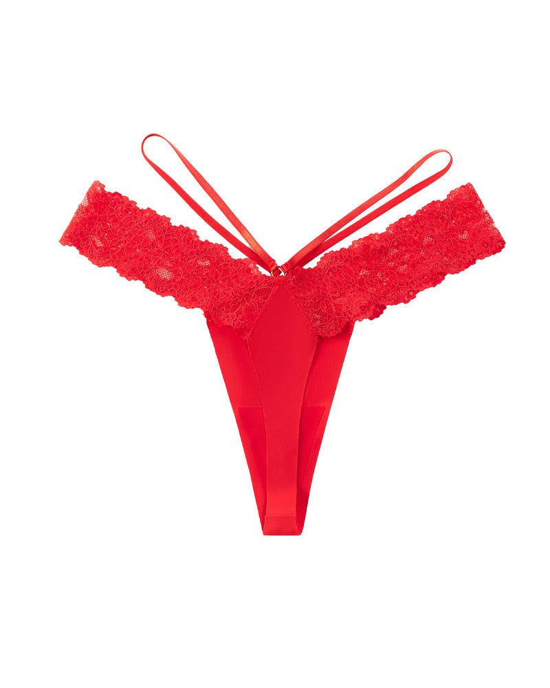 Double-strapped Lace Thong Panties