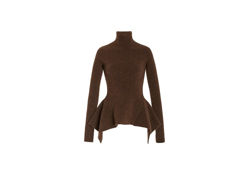 Turtleneck Asymmetric Peplum Sweater