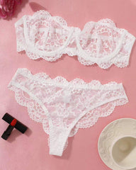 Women's Floral Lace Lingerie Breathable Comfort Underwear Set