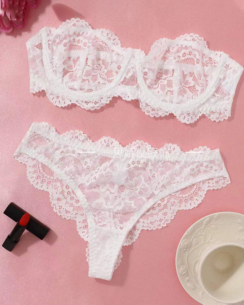 Women's Floral Lace Lingerie Breathable Comfort Underwear Set