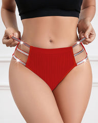 Openwork Glossy Waistband Comfortable Breathable Underwear