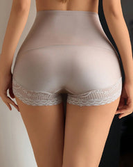 Women's High-waisted Tummy-control Butt-lifting Lace-trim Shaping Panties