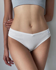 Women's Solid Color Vertical Striped Knit Stretch Seamless Thong