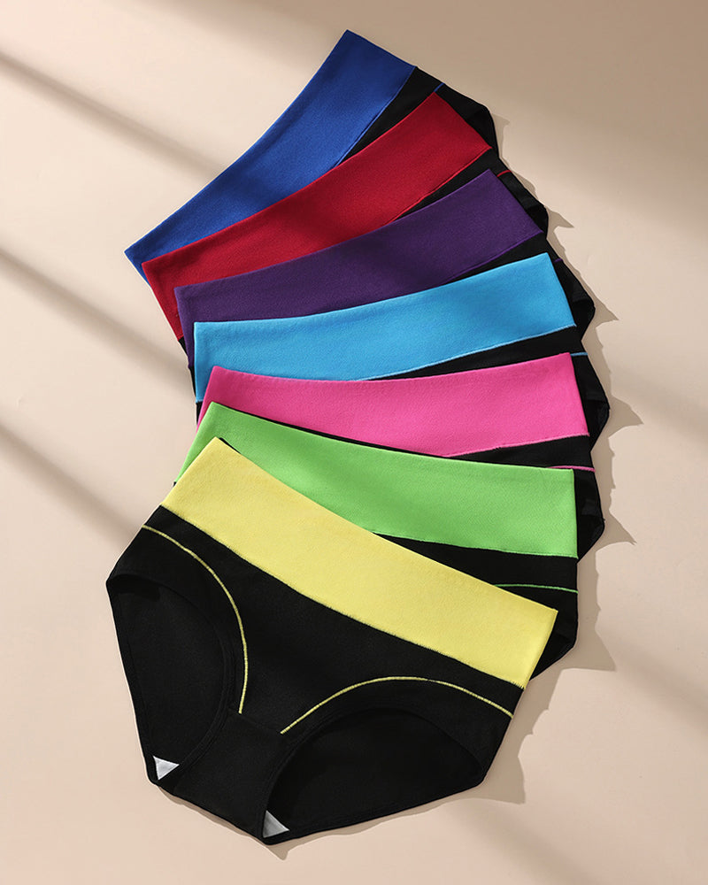 Women's  High Waist Colorblock Seamless Cotton Briefs