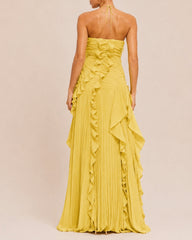 Halter Neck Backless Ruffled Maxi Dress