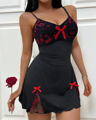 Women's Colorblock Floral Lace Bra Cup Soft High-elasticity Slip Nightgowns