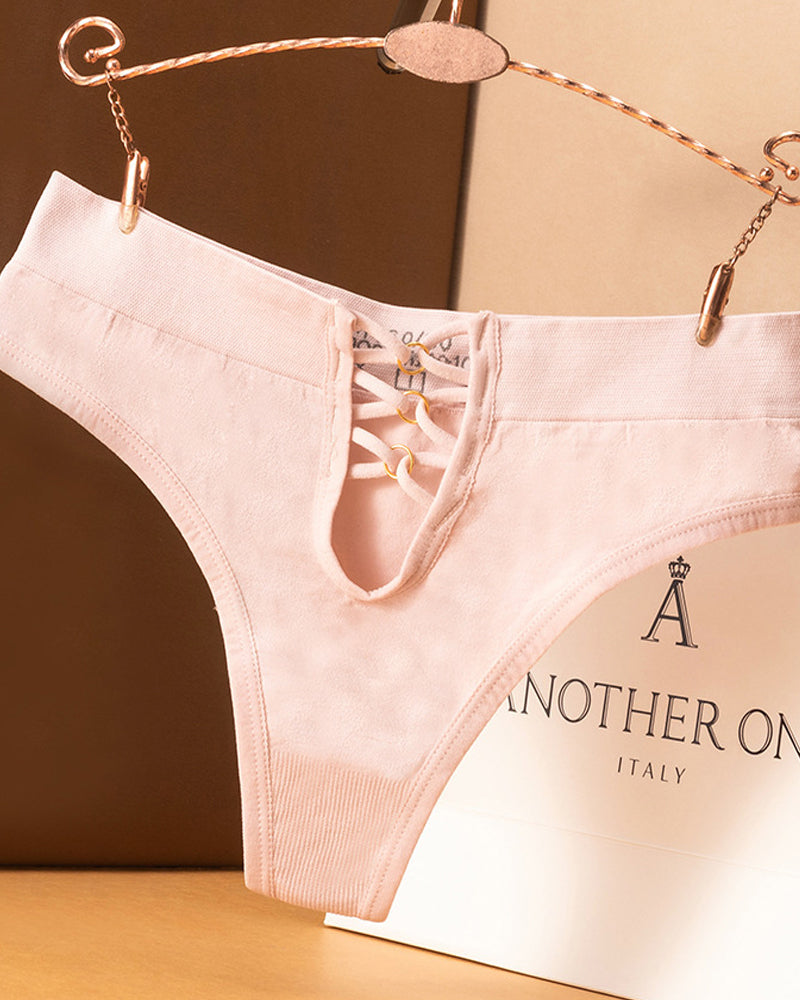 Mid-waist High-elasticity Comfortable Hollow-out Seamless Thong