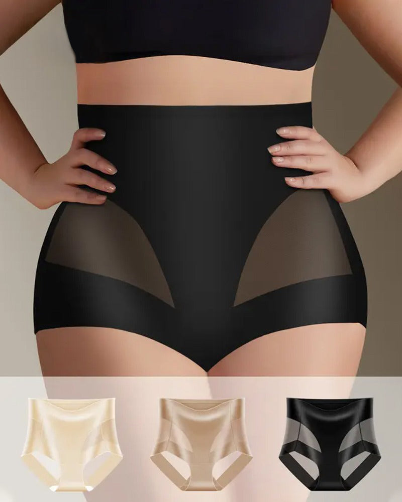 Stretchy Mesh Patchwork Tummy Control Butt Lifting Panties
