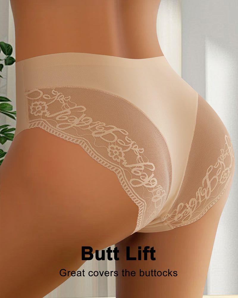 Patchwork Lace Seamless Elastic Panties