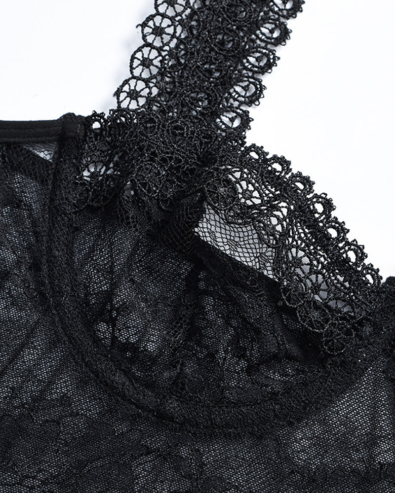 Lace See-through Underwire Shaping Bodysuit Lingerie