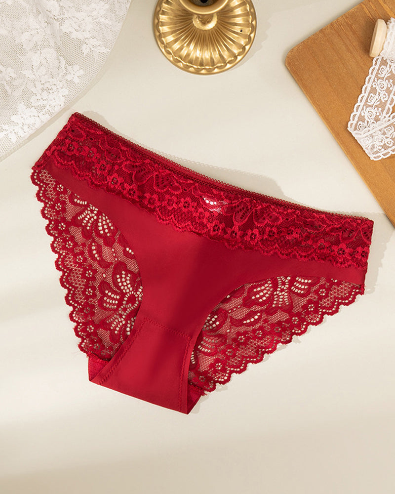 Lace-trimmed Ice Silk Seamless Breathable Panties