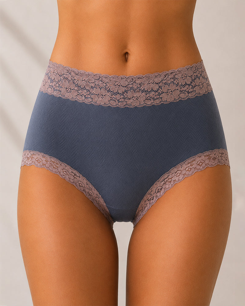 High-Waist Cotton Lace Briefs