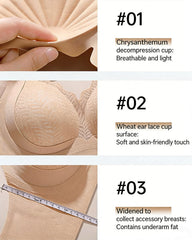 Casual Seamless Wavy Edge Wide Shoulder Straps Underwire Push-up Breathable Bra