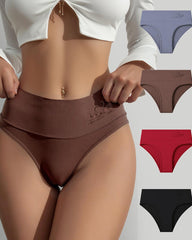 4-Pack Women's High-waisted Seamless Tummy Control Pure Cotton Thong