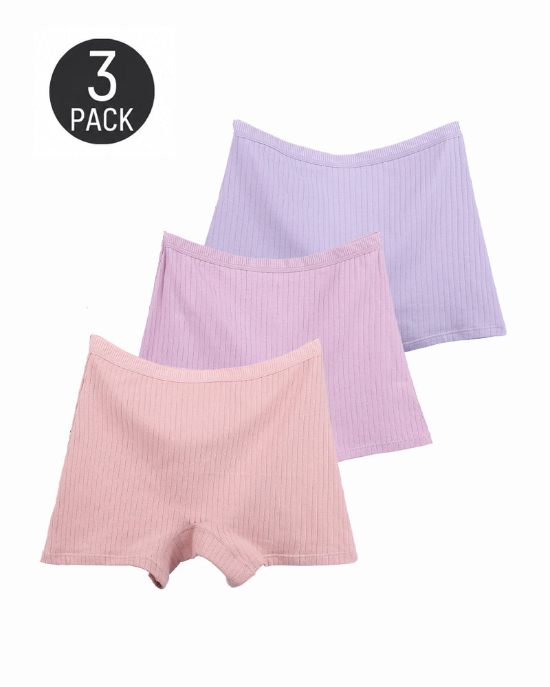Multi-pack Plus Size High Waist Cotton Ribbed Boyshorts