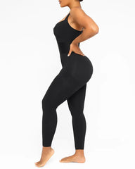 Elastic Waistband Tummy Control Hip Lift and Shaping Long Pants Jumpsuit