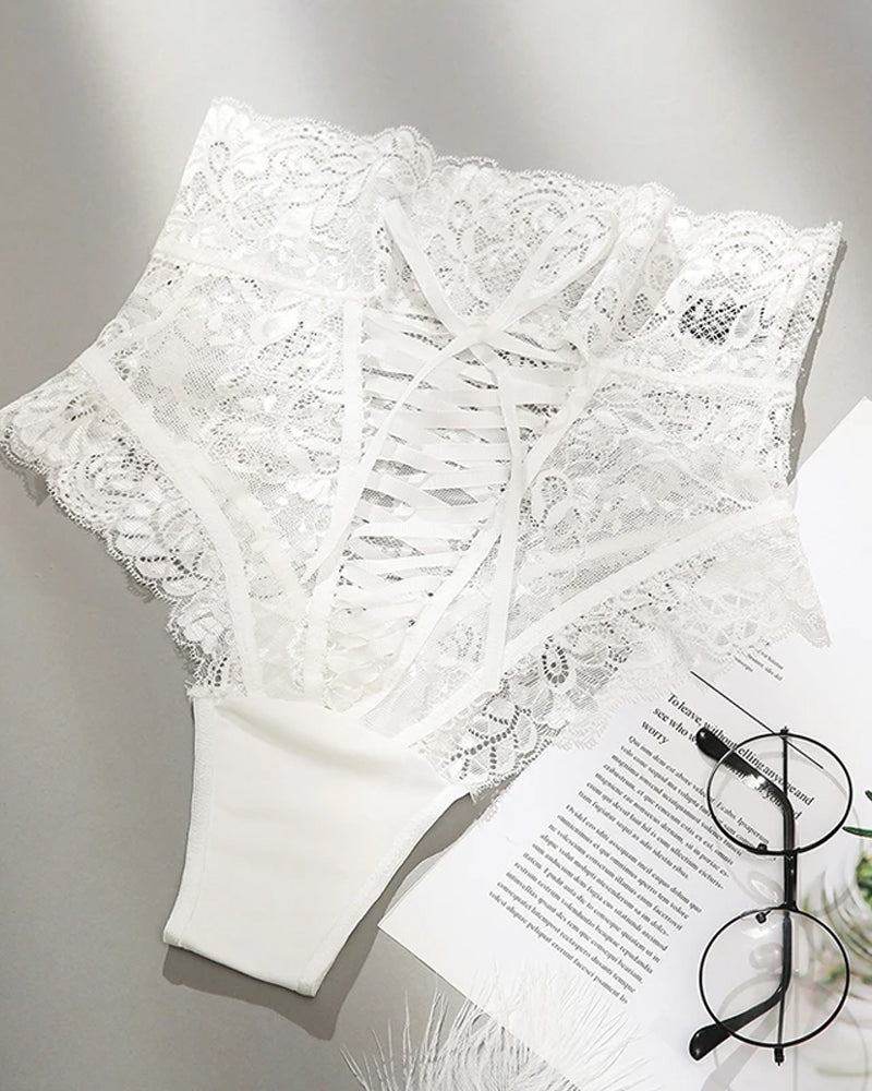 Lace High-waisted Tie-up Bodycon Panties