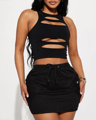 Hollow-out Seamless Stretch Sleeveless Top