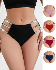 Openwork Glossy Waistband Comfortable Breathable Underwear