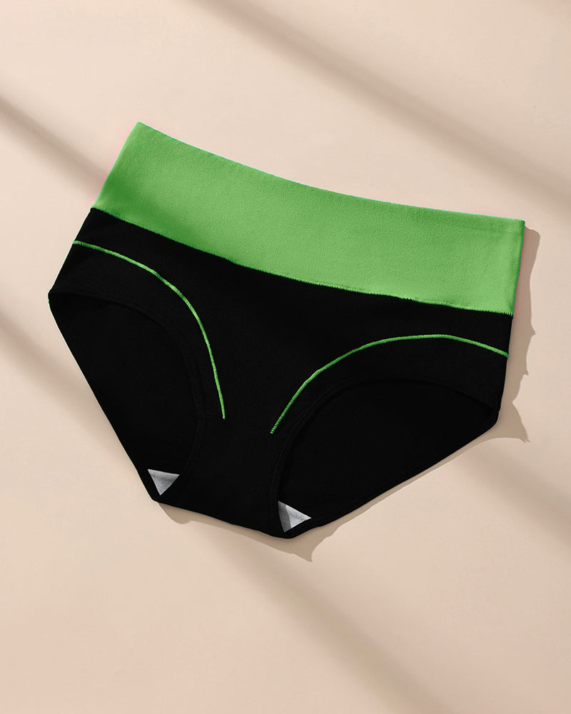 Women's  High Waist Colorblock Seamless Cotton Briefs