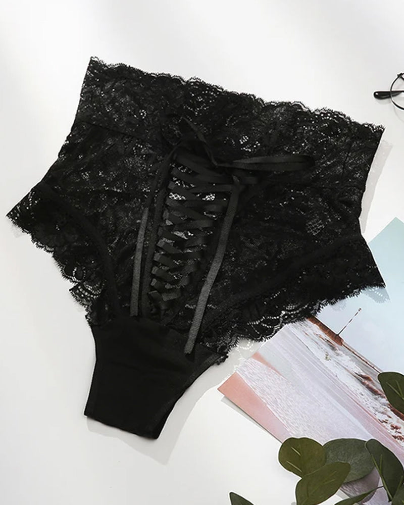 Lace High-waisted Tie-up Bodycon Panties