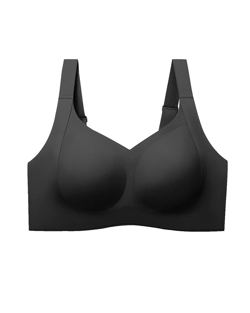 Women's Wire-free Seamless Double-layer Lifting Shoulder Straps Full Cup Push-up Jelly Bra