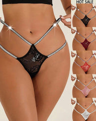 Lace Openwork Shiny Belt Low-rise Thong
