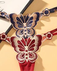 Butterfly Embroidered Low-rise Thong
