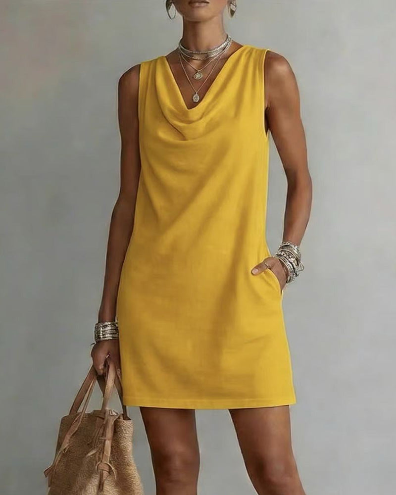 Casual Solid Color Sleeveless Dress