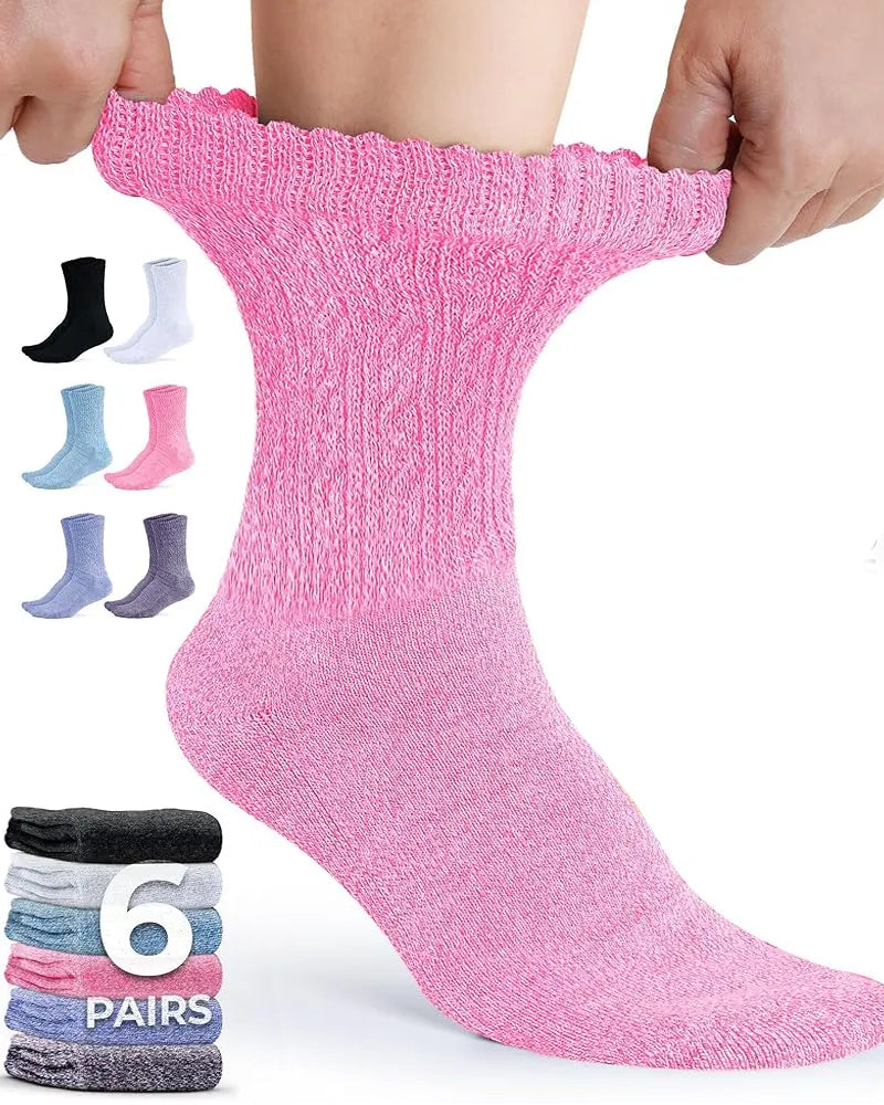 6-Pair Women's Bamboo Fiber Cable Knit Socks