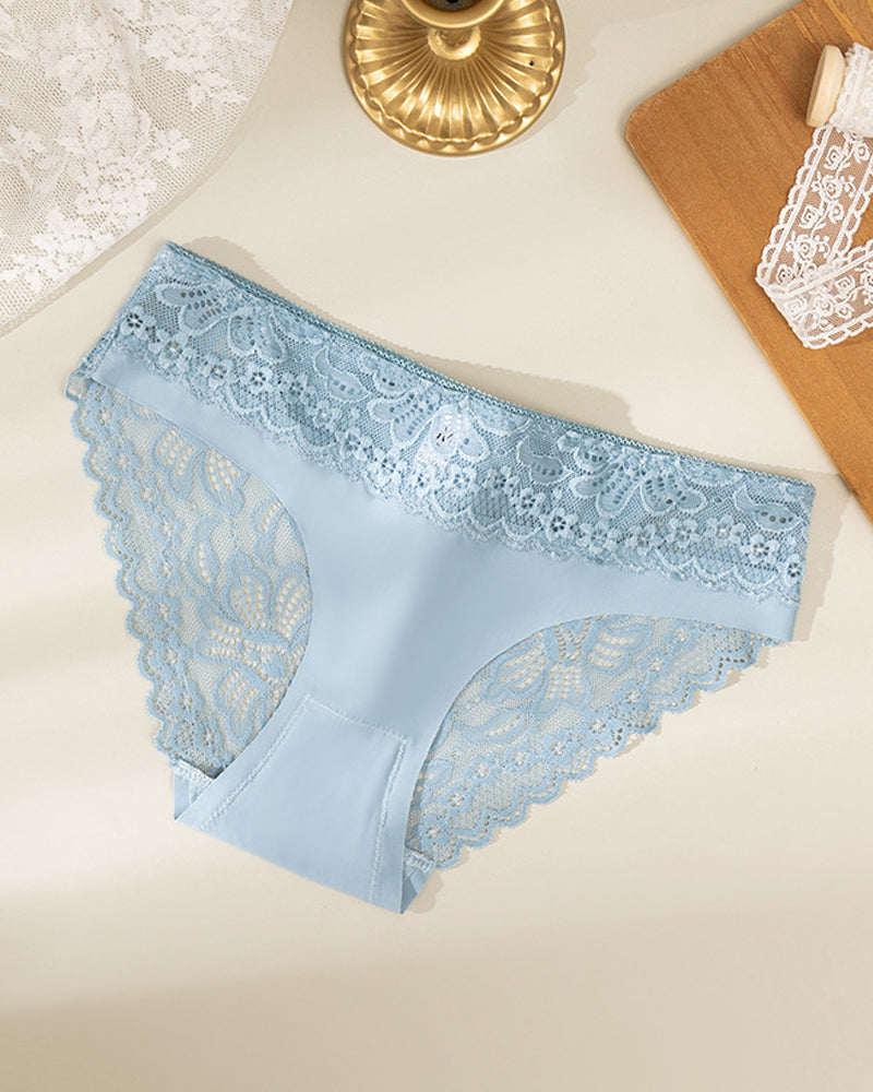 Lace-trimmed Ice Silk Seamless Breathable Panties