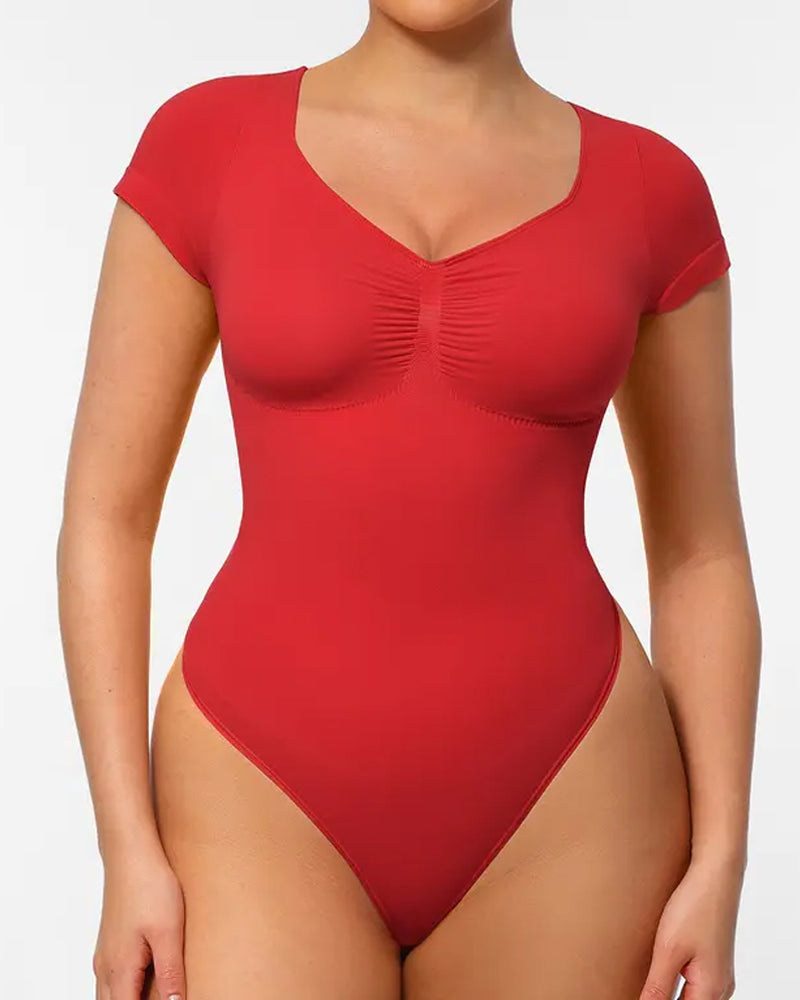 Women's V-neck Seamless Short-sleeved Shapewear Bodysuit