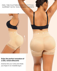 Women's Lace-trimmed Zipper Hook-eye Tummy Control Hip-lifting Shaping Shorts