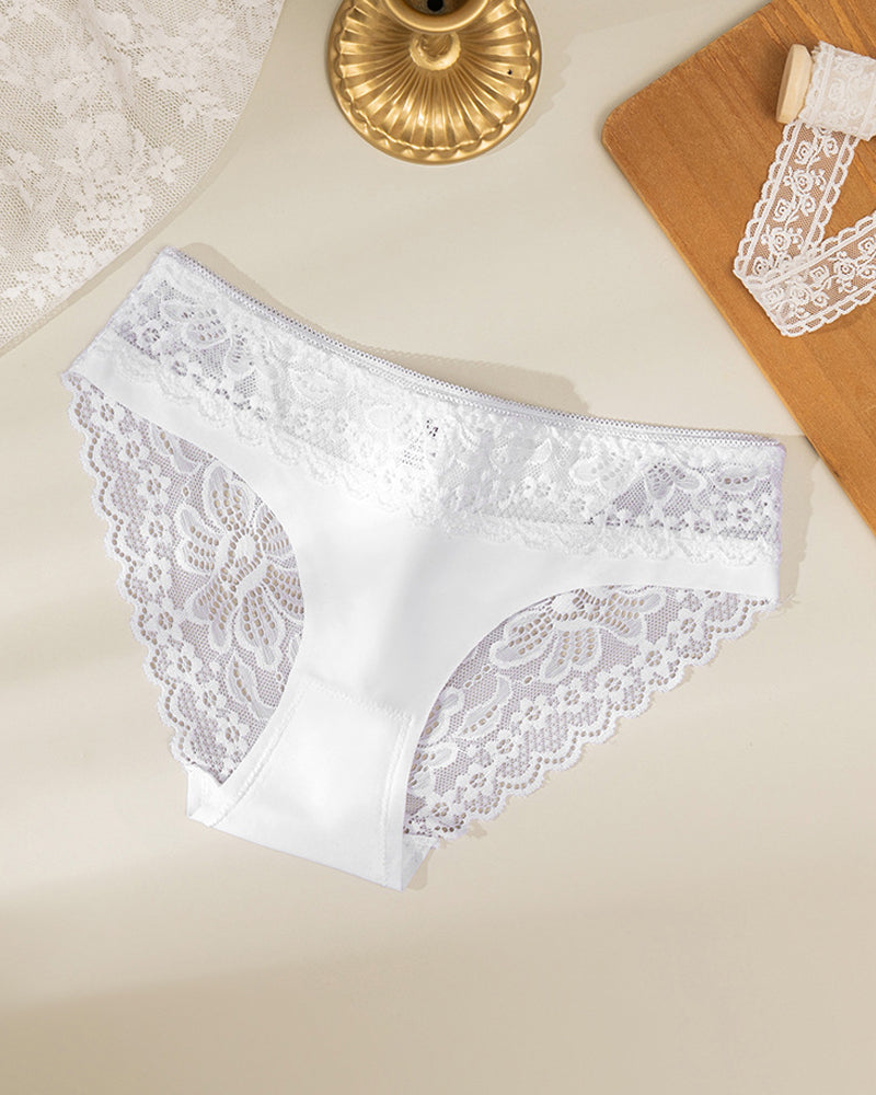 Lace-trimmed Ice Silk Seamless Breathable Panties
