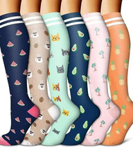 6 Pairs Of High-Elastic Breathable Calf Compression Socks For Sports and Fitness
