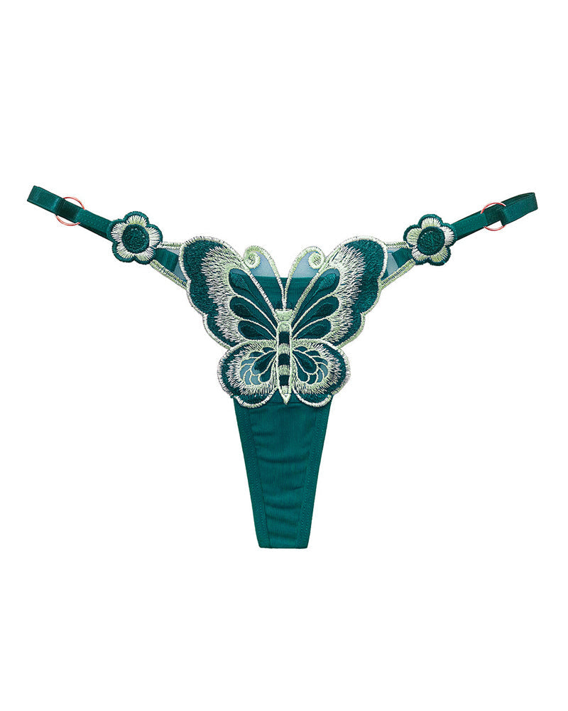 Butterfly Embroidered Low-rise Thong